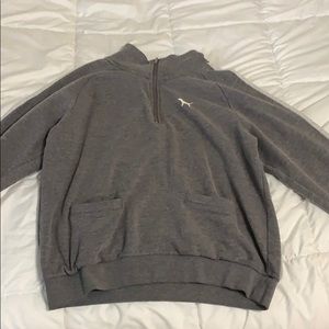 Grey PINK quarter zip sweater